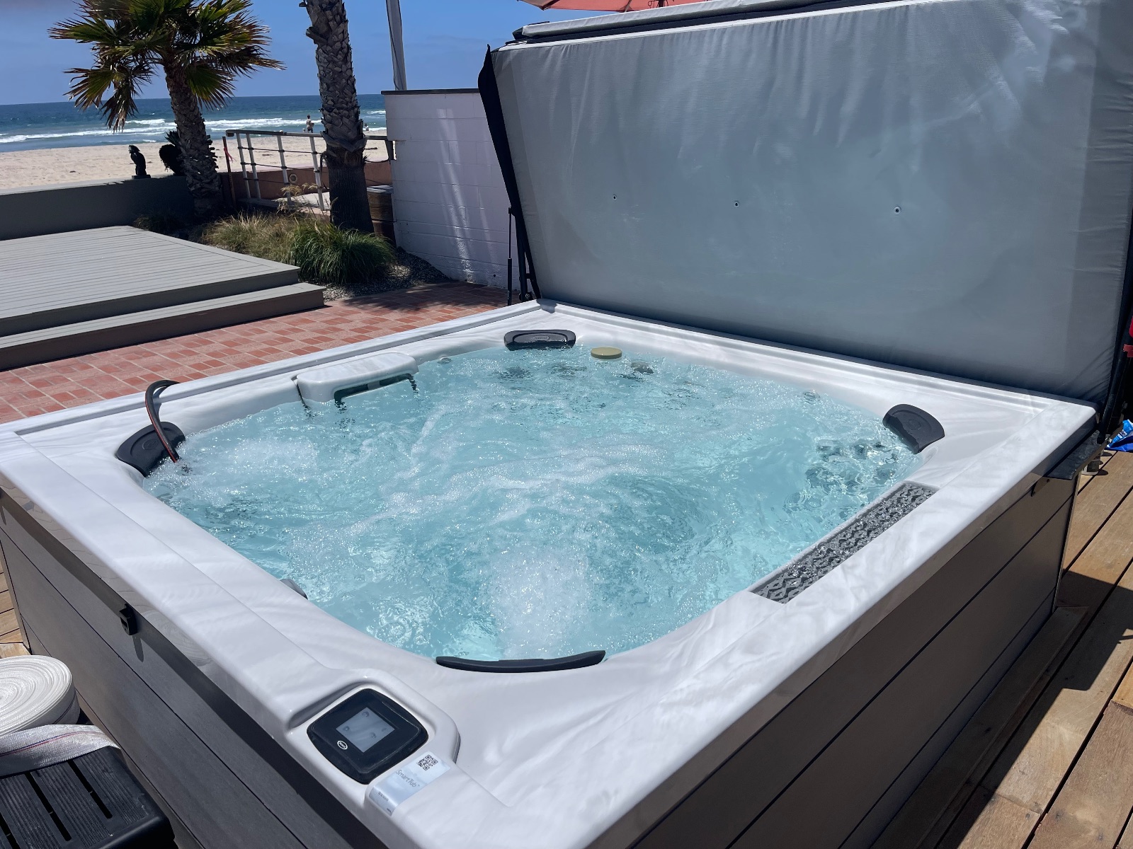 Hot tub restored to crystal-clear water with all jets functioning after complete service — The Cold Standard